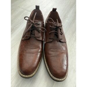 Deer Stags Zander Kids Brown Faux Leather Memory Foam Oxford Dress Shoes Size 3M